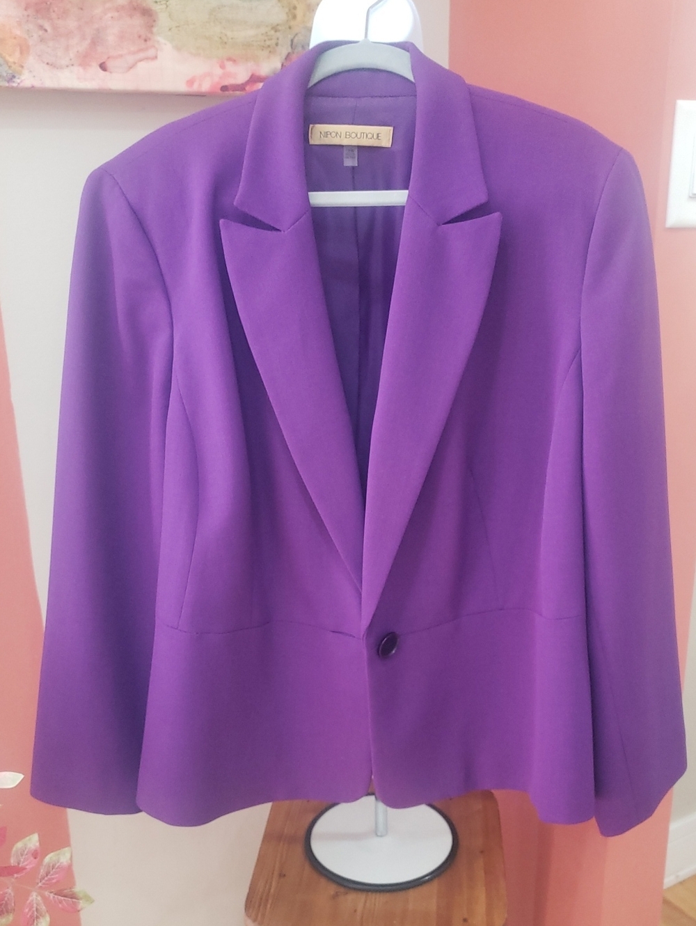 Nipon Boutique Vibrant Purple Tailored Women's Blazer, 18W